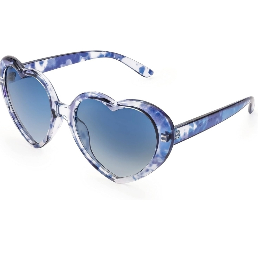 New! 2 pairs sunglasses red and blue frame love heart summer spring women's - Picture 3 of 6